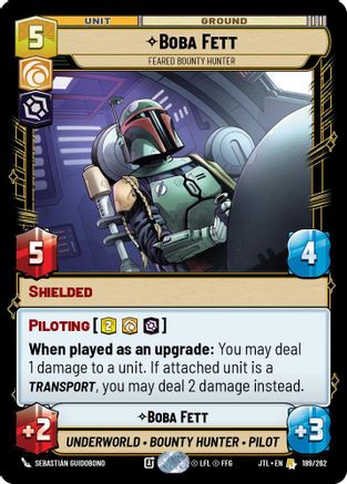 Boba Fett - Feared Bounty Hunter (189/262) [Jump to Lightspeed] Star Wars: Unlimited Single Disney