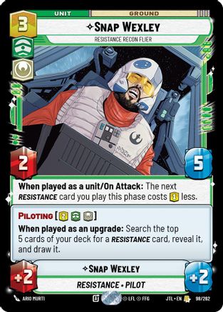 Snap Wexley - Resistance Recon Flier (098/262) [Jump to Lightspeed] Star Wars: Unlimited Single Disney