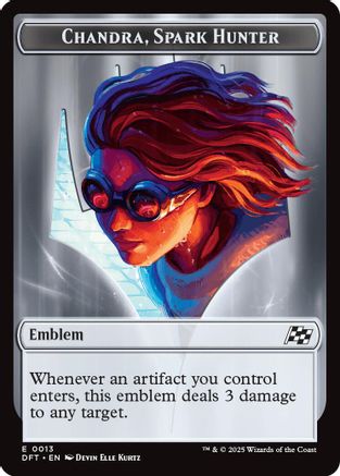 Emblem - Chandra, Spark Hunter // Vehicle Double-Sided Token (DFT-13 // 12) [Aetherdrift] MTG Single Wizards of the Coast