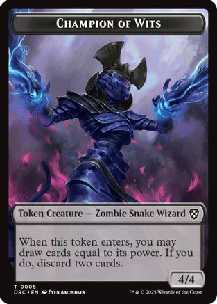 Champion of Wits // Zombie (0003) Double-Sided Token (DRC-5 // 3) [Commander: Aetherdrift] Foil MTG Single Wizards of the Coast