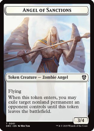 Angel of Sanctions // Zombie (0003) Double-Sided Token (DRC-1 // 3) [Commander: Aetherdrift] MTG Single Wizards of the Coast