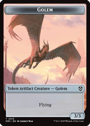 Golem (0013) // Nalaar Aetherjet Double-Sided Token (DRC-13 // 16) [Commander: Aetherdrift] MTG Single Wizards of the Coast