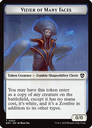 Vizier of Many Faces // Zombie (0003) Double-Sided Token (DRC-2 // 3) [Commander: Aetherdrift] MTG Single Wizards of the Coast