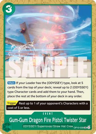 Gum-Gum Dragon Fire Pistol Twister Star (OP10-039) [Royal Blood] One Piece Single Bandai