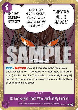 I Do Not Forgive Those Who Laugh at My Family!!! (OP10-078) [Royal Blood] Foil One Piece Single Bandai