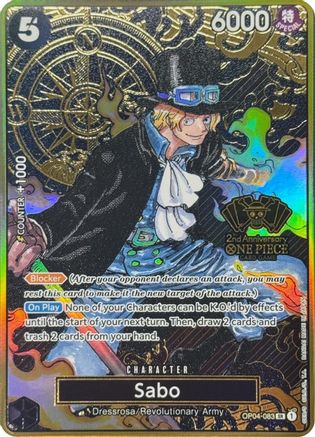 Sabo (One Piece Japanese Version 2nd Anniversary Set) (OP04-083) [One Piece Promotion Cards] Foil One Piece Single Bandai