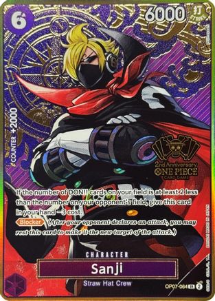 Sanji (One Piece Japanese Version 2nd Anniversary Set) (OP07-064) [One Piece Promotion Cards] Foil One Piece Single Bandai