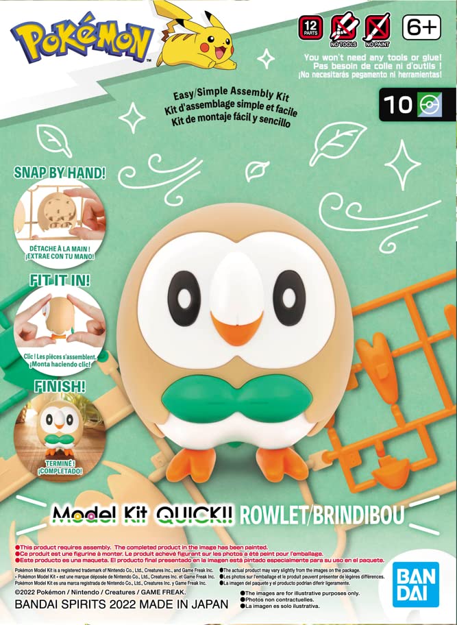 Bandai Spirits: Pokémon Model Kit Quick! Rowlett Toys & Plushes Bandai   