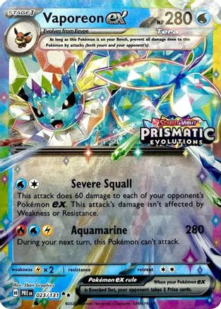 Vaporeon ex - 023/131 (Prismatic Evolutions Stamp) (23) - [Misc: Cards & Products] Holofoil Pokemon Single Pokémon
