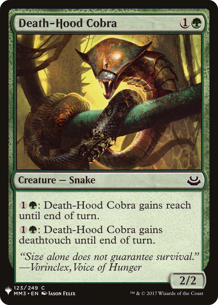 Death-Hood Cobra (LIST-MM3-123) [Mystery Booster] The List MTG Single Wizards of the Coast