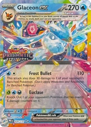 Glaceon ex - 026/131 (Prismatic Evolutions Stamp) Holofoil [Misc: Cards & Products] Pokemon Single Pokémon