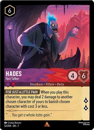 Hades - Fast Talker (52/204) [Archazias Island] Lorcana Single Disney