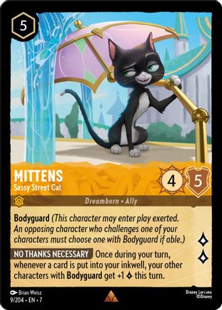 Mittens - Sassy Street Cat (9/204) [Archazias Island] Cold Foil Lorcana Single Disney