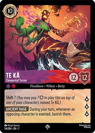 Te Ka - Elemental Terror (54/204) [Archazias Island] Cold Foil Lorcana Single Disney