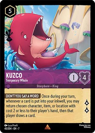 Kuzco - Temporary Whale (45/204) [Archazias Island] Cold Foil Lorcana Single Disney