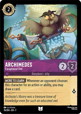 Archimedes - Exceptional Owl (76/204) [Archazias Island] Cold Foil Lorcana Single Disney