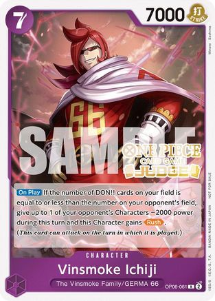 Vinsmoke Ichiji (Judge Pack Vol. 5) (OP06-061) [One Piece Promotion Cards] Foil One Piece Single Bandai