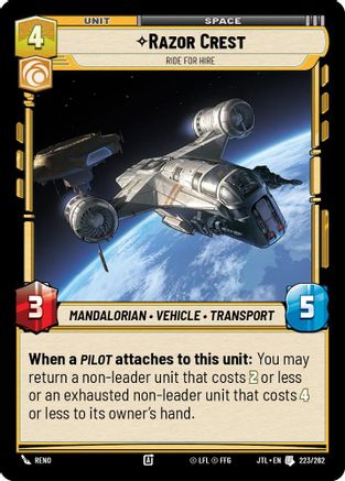 Razor Crest - Ride for Hire (223/262) [Jump to Lightspeed] Star Wars: Unlimited Single Disney