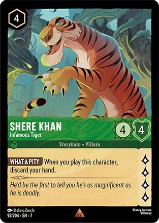 Shere Khan - Infamous Tiger (92/204) [Archazias Island] Lorcana Single Disney
