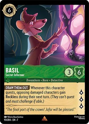 Basil - Secret Informer (93/204) [Archazias Island] Cold Foil Lorcana Single Disney