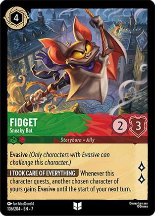 Fidget - Sneaky Bat (106/204) [Archazias Island] Cold Foil Lorcana Single Disney