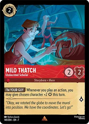 Milo Thatch - Undaunted Scholar (145/204) [Archazias Island] Cold Foil Lorcana Single Disney