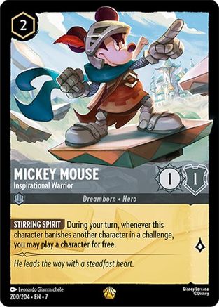 Mickey Mouse - Inspirational Warrior (200/204) [Archazias Island] Lorcana Single Disney