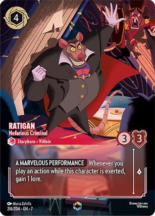 Ratigan - Nefarious Criminal (Enchanted) (216/204) [Archazias Island] Holofoil Lorcana Single Disney
