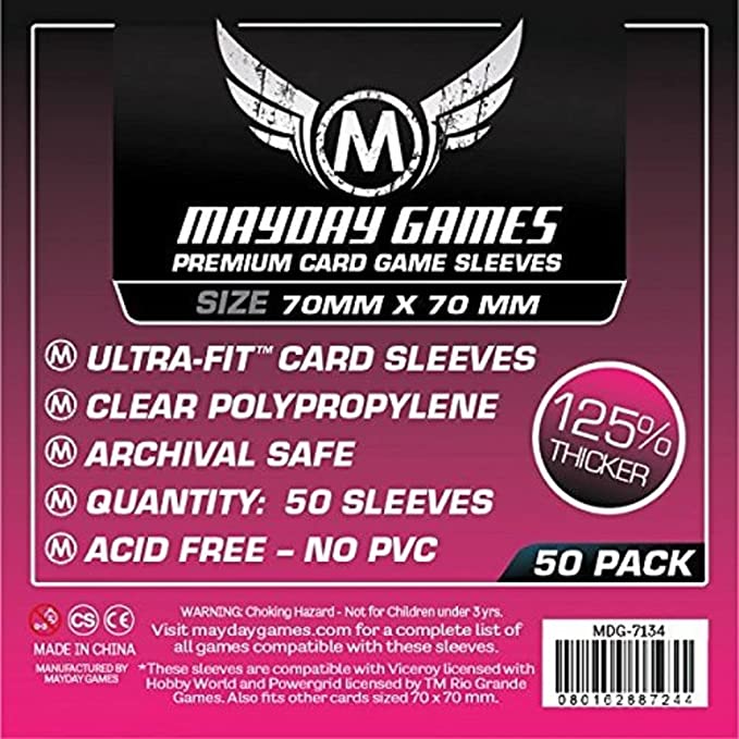 Mayday: Premium Small Square Sleeves 70mm X 70mm 50Ct Card Sleeves Mayday Games