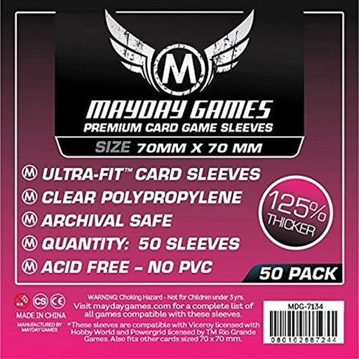 Mayday: Premium Small Square Sleeves 70mm X 70mm 50Ct Card Sleeves Mayday Games