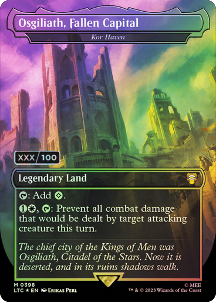 Osgiliath, Fallen Capital - Kor Haven (Serial Numbered) (LTC-398) [Tales of Middle-earth Commander] (Borderless) Foil MTG Single Wizards of the Coast