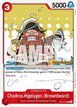 Chadros.Higelyges (Brownbeard) (OP10-010) [Royal Blood Release Event Cards] One Piece Single Bandai
