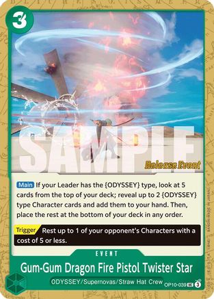 Gum-Gum Dragon Fire Pistol Twister Star (OP10-039) [Royal Blood Release Event Cards] One Piece Single Bandai