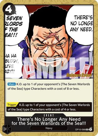 There's No Longer Any Need for the Seven Warlords of the Sea!!! (OP10-096) [Royal Blood Release Event Cards] One Piece Single Bandai