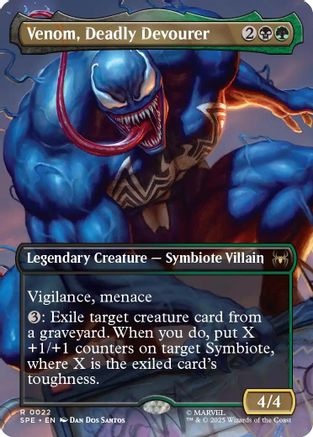 Venom, Deadly Devourer (Borderless) (SPE, MAR-022) [Marvel's Spider-Man: Eternal-Legal] Foil MTG Single Wizards of the Coast
