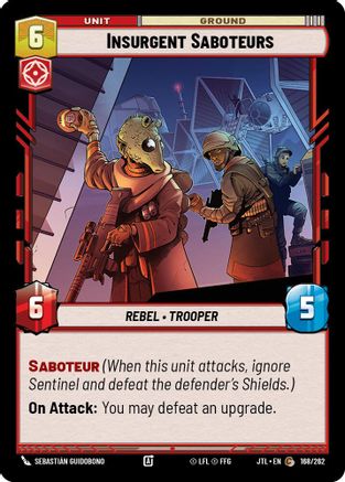 Insurgent Saboteurs (168/262) [Jump to Lightspeed] Star Wars: Unlimited Single Disney