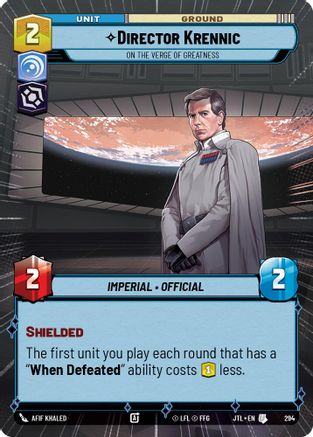 Director Krennic - On the Verge of Greatness (Hyperspace) (294) [Jump to Lightspeed] Star Wars: Unlimited Single Disney