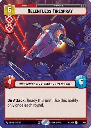 Relentless Firespray (Hyperspace) (419) [Jump to Lightspeed] Star Wars: Unlimited Single Disney