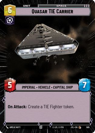 Quasar TIE Carrier (Hyperspace) (505) [Jump to Lightspeed] Star Wars: Unlimited Single Disney
