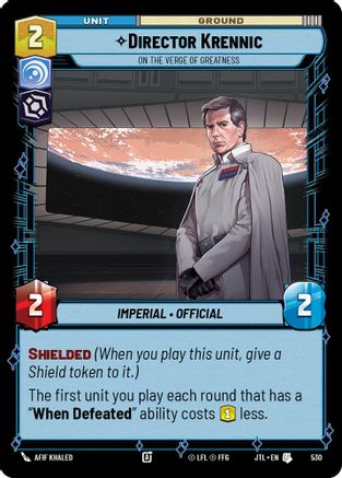 Director Krennic - On the Verge of Greatness (Foil) (530) [Jump to Lightspeed] Foil Star Wars: Unlimited Single Disney