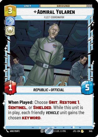 Admiral Yularen - Fleet Coordinator (Foil) (545) [Jump to Lightspeed] Foil Star Wars: Unlimited Single Disney