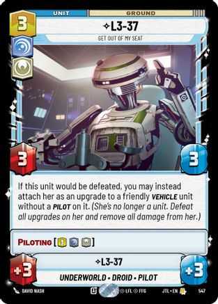 L3-37 - Get Out Of My Seat (Foil) (547) [Jump to Lightspeed] Foil Star Wars: Unlimited Single Disney