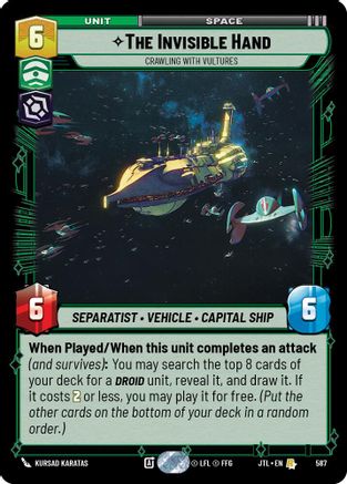 The Invisible Hand - Crawling With Vultures (Foil) (587) [Jump to Lightspeed] Foil Star Wars: Unlimited Single Disney