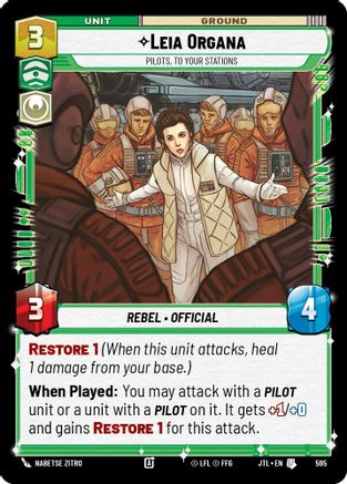 Leia Organa - Pilots, To Your Stations (Foil) (595) [Jump to Lightspeed] Foil Star Wars: Unlimited Single Disney