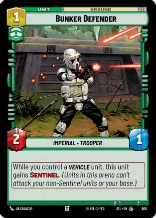 Bunker Defender (Foil) (605) [Jump to Lightspeed] Foil Star Wars: Unlimited Single Disney