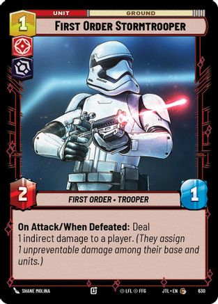 First Order Stormtrooper (Foil) (630) [Jump to Lightspeed] Foil Star Wars: Unlimited Single Disney
