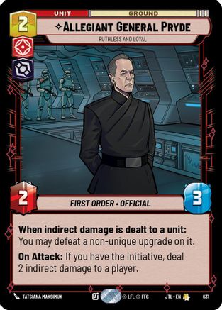 Allegiant General Pryde - Ruthless and Loyal (Foil) (631) [Jump to Lightspeed] Foil Star Wars: Unlimited Single Disney