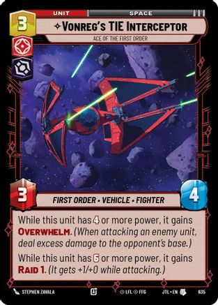 Vonreg's TIE Interceptor - Ace of the First Order (Foil) (635) [Jump to Lightspeed] Foil Star Wars: Unlimited Single Disney