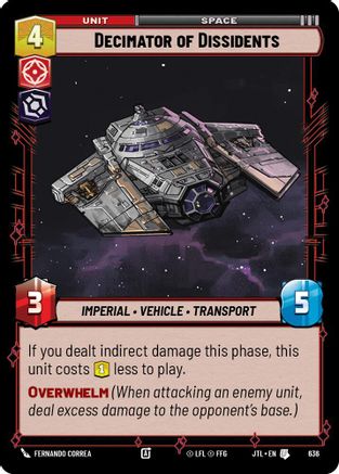 Decimator of Dissidents (Foil) (636) [Jump to Lightspeed] Foil Star Wars: Unlimited Single Disney