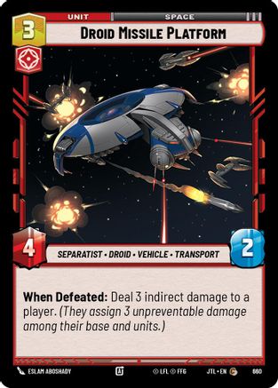 Droid Missile Platform (Foil) (660) [Jump to Lightspeed] Foil Star Wars: Unlimited Single Disney